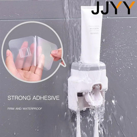 JJYY Lazy Wall Mount Automatic Toothpaste Dispenser Bathroom Accessories Waterproof Toothpaste Squeezer Toothbrush Holder