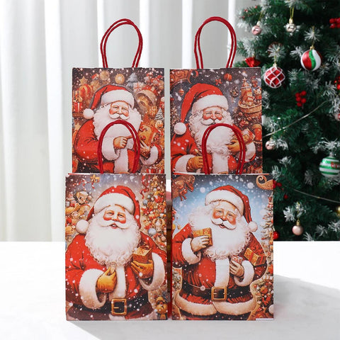 Christmas Santa Claus Snowflake Kraft Paper Handbag Marry Christmas Party Decor For Home 2024 Navidad Natal Noel New Year 2025