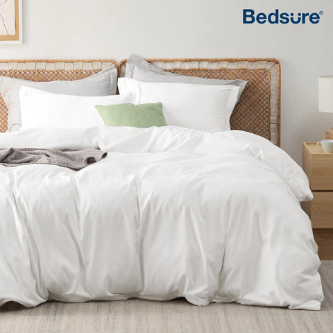 Bedsure Duvet Cover - Polyester & Rayon Derived from Bamboo Cooling Duvet Cover Set, 1 Duvet Cover  & 2 Pillow Shams