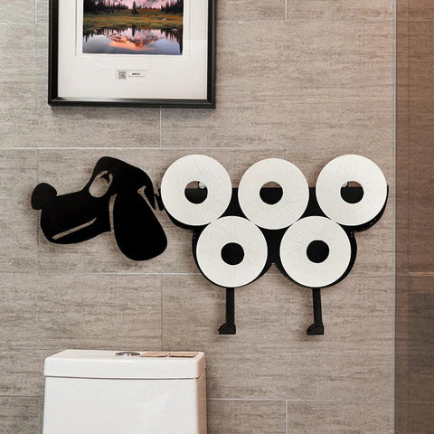 Toilet Paper Holder Metal Free Standing Toilet Tissue Holder Space Saving Dog Sheep Shaped Roll Paper Decorative Rack