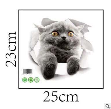 Sunchamo Cute Cat 3D Cracked Toilet Sticker Wall Stickers Fridge Car Seat  DIY Living Bath Room Home Decor Wallstickers Bedroom