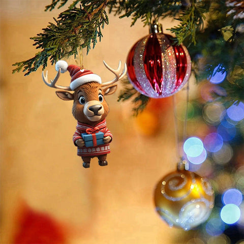 Christmas Home Wall Decoration Cartoon Christmas Deer Car Hanging Home Tree Pendant Christmas Tree Christmas Decorations