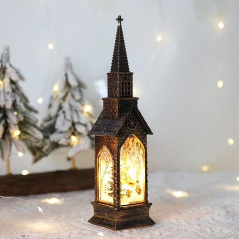 Christmas Decoration LED Electronics Wind Lantern Small Church Ornament Catholic Angel Jesus Holy Family Home Room Shelf Garnish