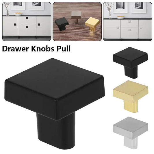 10PCS/1PCS Flat Black Square Cabinet Knobs 1" x 1" Furniture Door Cabinet Hardware Wardrobe Drawer Pull Handles kitchen Cupboard