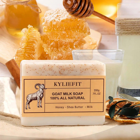 KYLIEFIT Brightening, Moisturizing Soap Bar, Enriched Shea Butter, Goat Milk, Long Lasting Rich Smooth Lather, Skin Glow, 7 oz