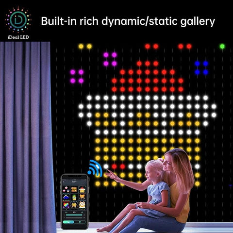 Smart Curtain Christmas Light String Bluetooth APP Application RGB IC Control DIY Graphic LED Display Curtain Decoration Light