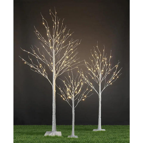 Christmas Decoration 4 feet 6 feet and 8 Feet Birch Tree,Warm White, for Home,Pack of 3, Festival, Party Christmas Decoration