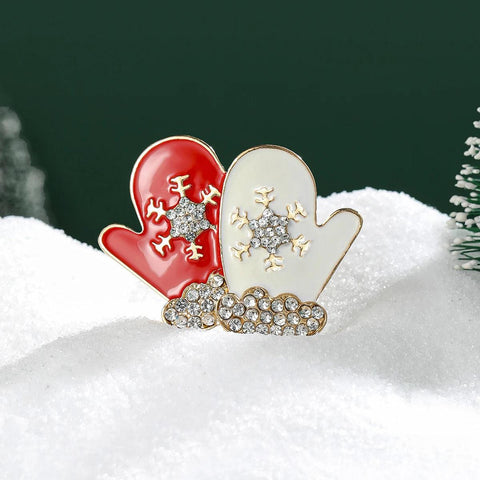 Rhinestone Christmas Sock Brooch for Women Christmas Gift Pins Office Party Friend Gifts Jewelry Accessories