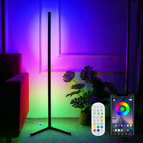 RGB Standing Light DC5V BT Connected 72 LEDs Corner Floor Lamp with Controller Supported Phones App Control/ Music Sync