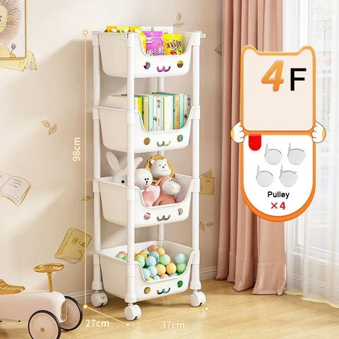 Bookshelf Trolley Multi-Functional Toy Snack Household Storage Rack For Living Room Kitchen Bathroom Bedroom Storage Cart