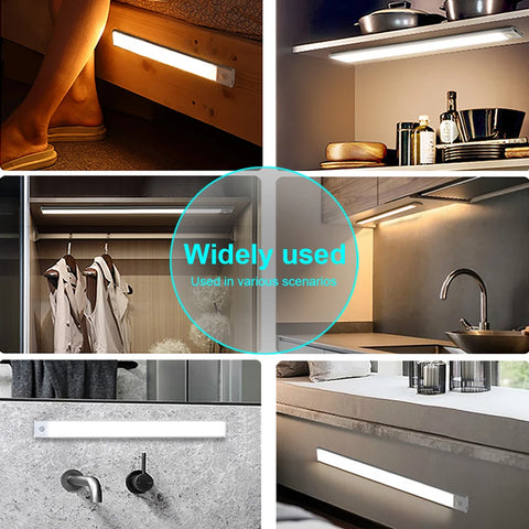 LED Cabinet Lights Motion Sensor Wireless USB cabinet 3 Colors Lights Under Wardrobe Lamp For Kitchen Bedroom Lighting Night LED