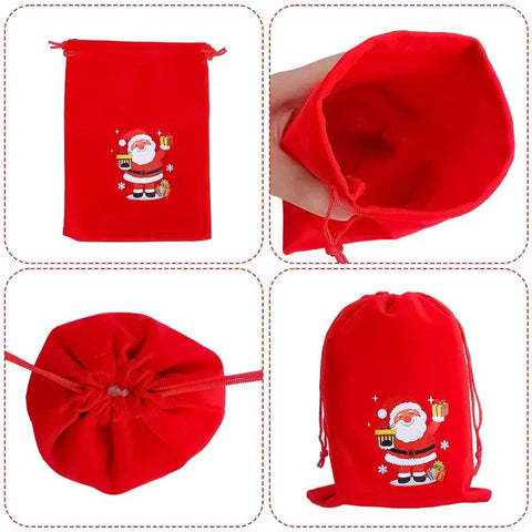 10/1pcs Merry Christmas Velvet Bags Candy Snack Drawstring Pouch Wrapping Bag Xmas Gifts Bracelet Jewelry Packaging Storage Bags