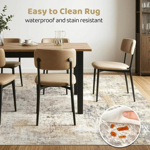 9x12 Area Rug Living Room Rugs: Large Soft Machine Washable Abstract Modern Stain Resistant Indoor Floor Low Pile Accent Carpet