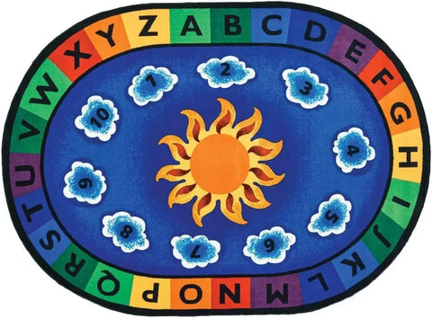 Carpets for Kids 9412 Sunny Day Learn & Play Literacy Classroom Seating Rug 8ft 4in x 11ft 8in Rectangle Blue