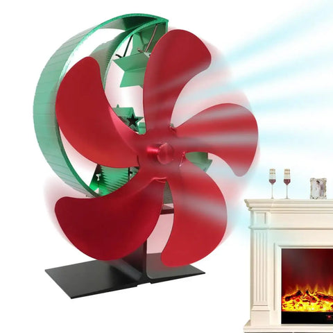 Wood Stove Blower Fan 5 Blades High Efficiency Fireplace Fan With Moon Star Shape Stand Quiet Working Thermodynamic Wood Burning