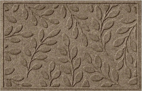 Mat, 2' X 3', Durable and Decorative Floor Covering, Skid Resistant, Indoor/Outdoor, Brittney Leaf Design, Camel, Rug, Mat