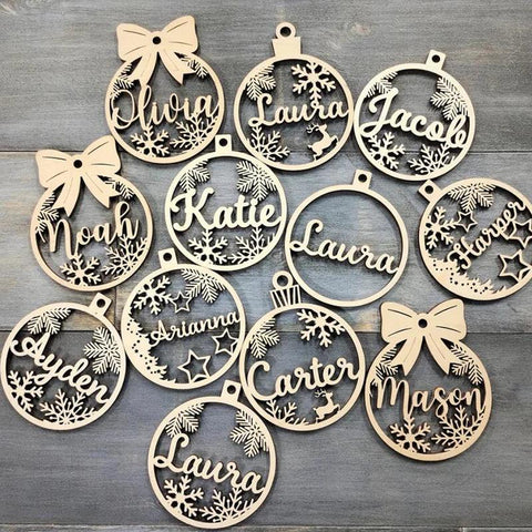 Custom Christmas Different Names Tree Hanging Ornament Personalized Wooden Bauble Christmas Decoration DIY Wood Gift  2023