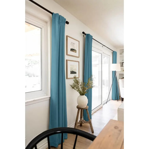 100% Blackout Shield Linen Blackout Curtains for Bedroom 96 Inches Long,Back Tab/Rod Pocket Living Room Drapes,