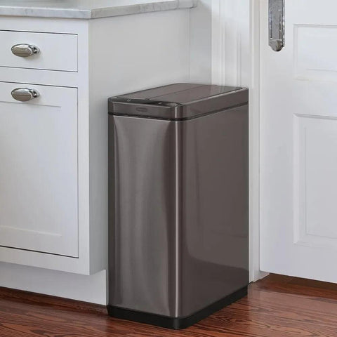 Elite Stainless Steel Slim Sensor Trash Can, 12-Gallon, Batteries Included, Charcoal, Wastebasket for Home/Kitchen/Hotel/Lobby