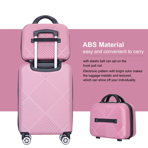 2 Piece Carry on Luggage Set, Airline Approved 20 Inch Luggage with Cosmetic Case，Hard Shell Suitcase with Spinner Wheels