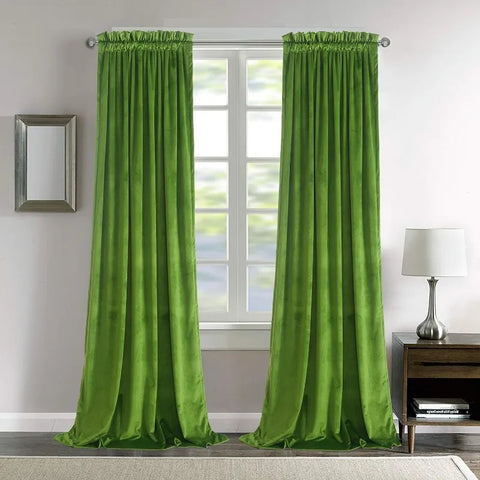 Velvet Curtains 2 Panels Set, Block Light Thermal Insulated Velour Rod Pocket Drapes for Bedroom and Living Room