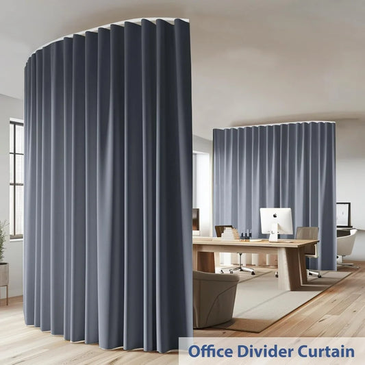 Room Divider Curtains &Bendable White Ceiling Curtain Track Kit,Blackout Privacy Curtain Sound Proof Floor Curtains,Grey,1 Panel