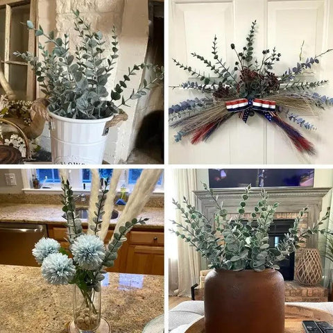 24pcs Eucalyptus Stems Artificial Eucalyptus Leaves Faux Greenery Branches Fake Flowers