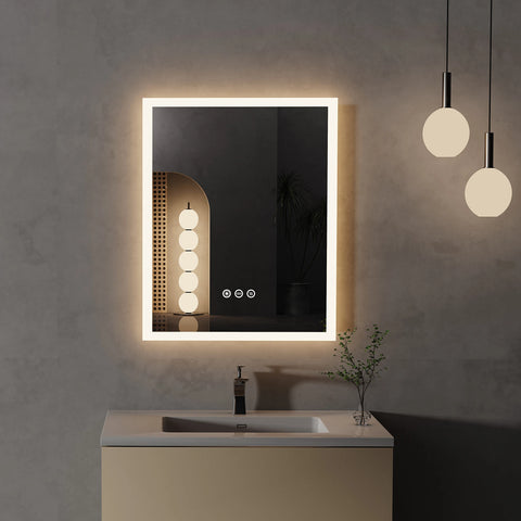 16x20 inch LED Lighted Bathroom Mirror with Anti-Fog, Wall Mounted Vanity Mirror with Smart Touch Button, Memory Function