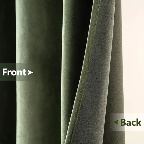 Velvet Curtains Olive Green Extra Long Elegant Curtains Thermal Insulated Soundproof Room Darkening Black 52 x 108 Inch Set of 2