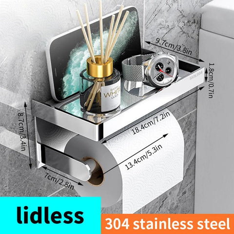 Toilet paper holder 304 stainless steel hotel toilet phone storage rack tissue box roll paper holder