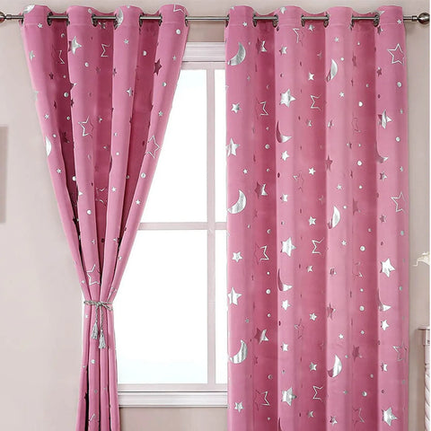 Star Moon Print Kids Boy Girls Window Curtains Room Bedroom Divider Curtain Curtain Insulated Teal Shower Curtains for Bathroom