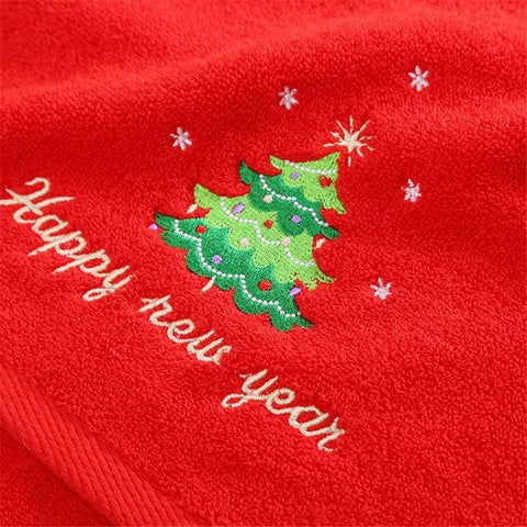 1PC 35*75cm Bathroom Towel Coral Fleece Absorbent Microfiber Christmas Tree Santa Embroidery Face Towels Bath Towel  Xmas Gifts