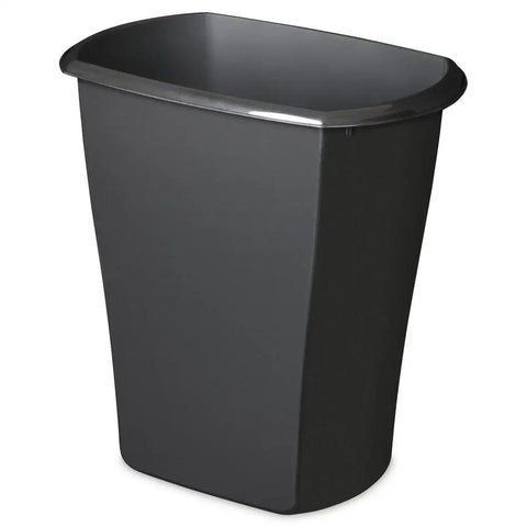 Rectangular 10 Gallon Black Wastebasket Plastic Kitchen Trash Can Stylish Contemporary Design Easy-to-Clean Surface Comfortable