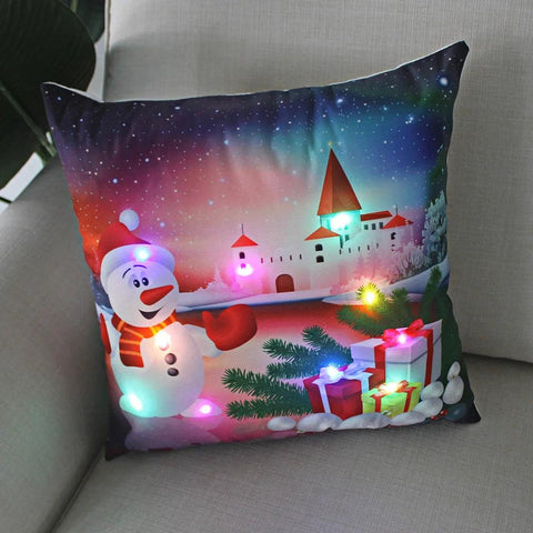 45cm LED Christmas Cushion Cover Glowing Pillowcase with Lights 2023 Christmas Decorations for Home Navidad New Year Xmas Decor