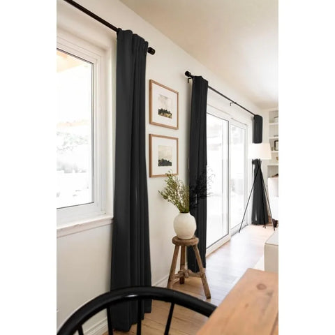 100% Blackout Shield Linen Blackout Curtains for Bedroom 96 Inches Long,Back Tab/Rod Pocket Living Room Drapes,