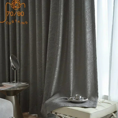 New Cotton Linen Paisley Jacquard Thickening Blackout Curtains for Living Room Bedroom Finished Custom Home Decoration