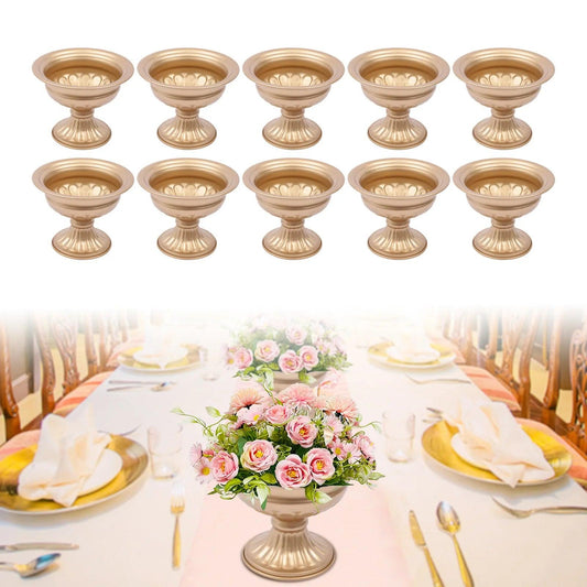 Gold Metal Flower Trumpet Vase Wedding Anniversary Commemorative Center 10PCS