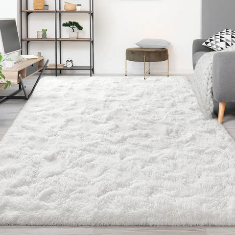 Feet Large Area Rugs, Tie-Dyed Light Grey Shaggy Rug Fluffy Throw Carpets, Ultra Soft Plush Modern Indoor Fuzzy Rugs