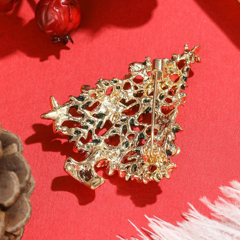 Christmas Rhinestone Star Tree Brooches for Women Unisex Enamel Botanical Pins Office Party Friend Gifts Jewelry Accessories