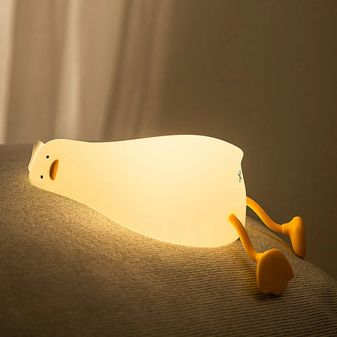 New Adorable and cute rechargeable silicone duck-shaped night light for kids' bedtime - Perfect soft lamp - Lovely portable deco