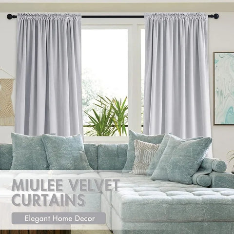 Curtains Thermal Insulated Blackout Curtain Drapes for Bedroom Living Room Darkening  Long Curtains Panels Rod Pocket Set of 2