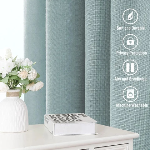 Natural Linen Curtains 108 inches Long for Living Room 2 Panels Back Tab Loop Pocket Linen Textured Light Filtering