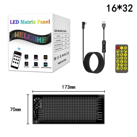 LED Matrix Pixel Panel, Scrolling Bright Advertising LED Signs, Flexible USB 5V LED Car Sign Bluetooth App Control