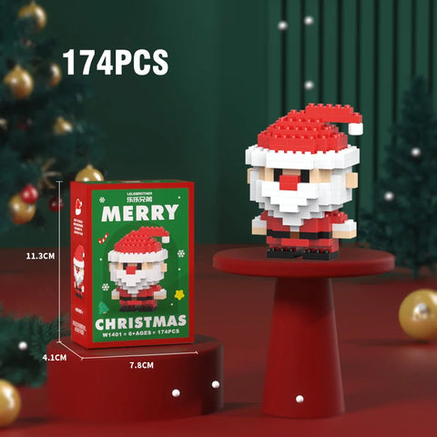 Christmas Gifts Micro Building Block Series Santa Claus Reindeer Puzzle Assembling Bricks Table Decoration Toys Children Kids