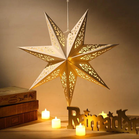 30-75cm Christmas Hollow Star Hanging Pendant Window Grille Christmas Decoration for Home 2024 Paper Lampshade Wedding Xmas Gift