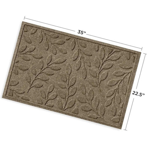 Mat, 2' X 3', Durable and Decorative Floor Covering, Skid Resistant, Indoor/Outdoor, Brittney Leaf Design, Camel, Rug, Mat