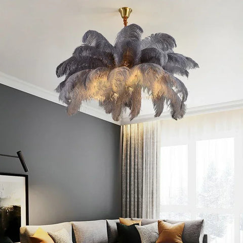 Modern Ostrich Feather Lamp Led Pendant Lights Living Room Home Decor Bedroom Indoor Lighting Chandelier Hanging Light Fixture