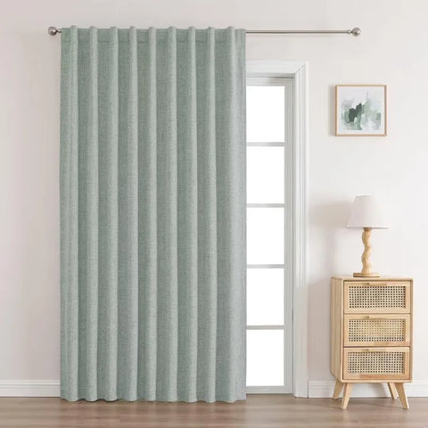 Blackout Linen Curtains Long 100% Blackout Drapes 95 inch Length 2 Panels Set