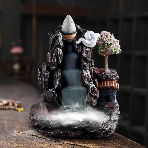 Waterfall Backflow Incense Burner Resin Backflow Incense Burner Candle Innovative Tower Incense Aromatherapy For Home Decoration