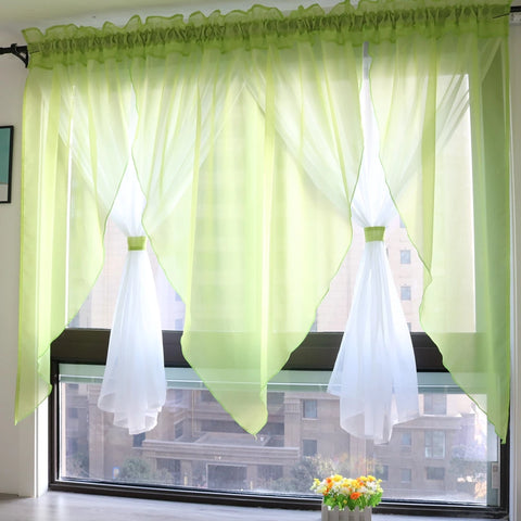 Solid Voile Veil Livingroom Balcony Bedroom Curtain Sheer Short Kitchen Window Treatments